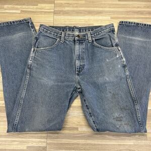 VTG Rustler Denim Blue Jeans 32X33 Workwear Naturally Distressed Cowboy - N683